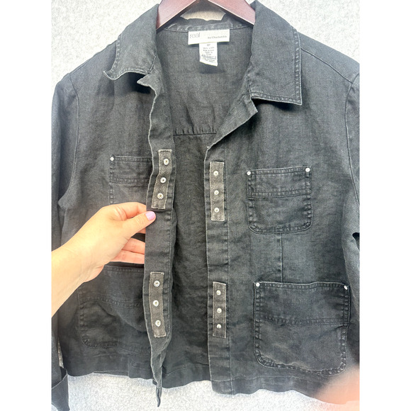 Real Comfort by Chadwicks Womens Button Up Jacket Size 8P Black Long Sleeve - Picture 4 of 10